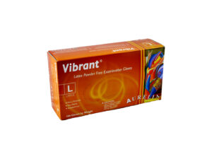 Vibrant Powder Free Latex Gloves box of 100